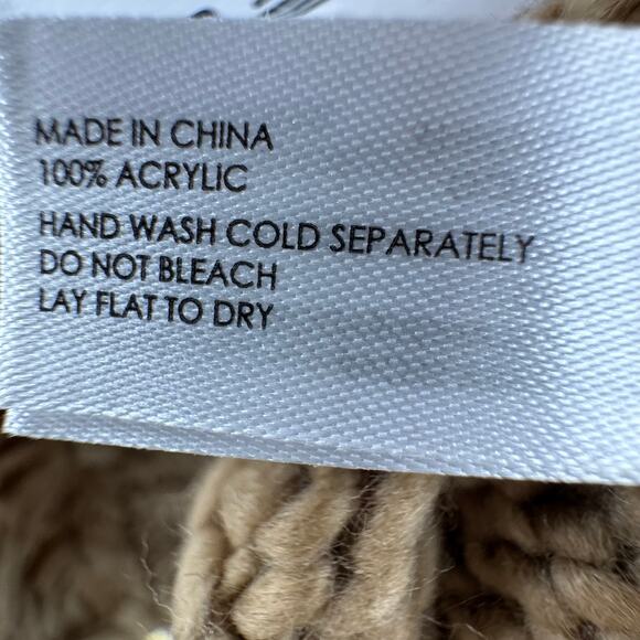 Michael Kors women's scarf fringe pointelle cable knit chunky camel NEW - Picture 4 of 4